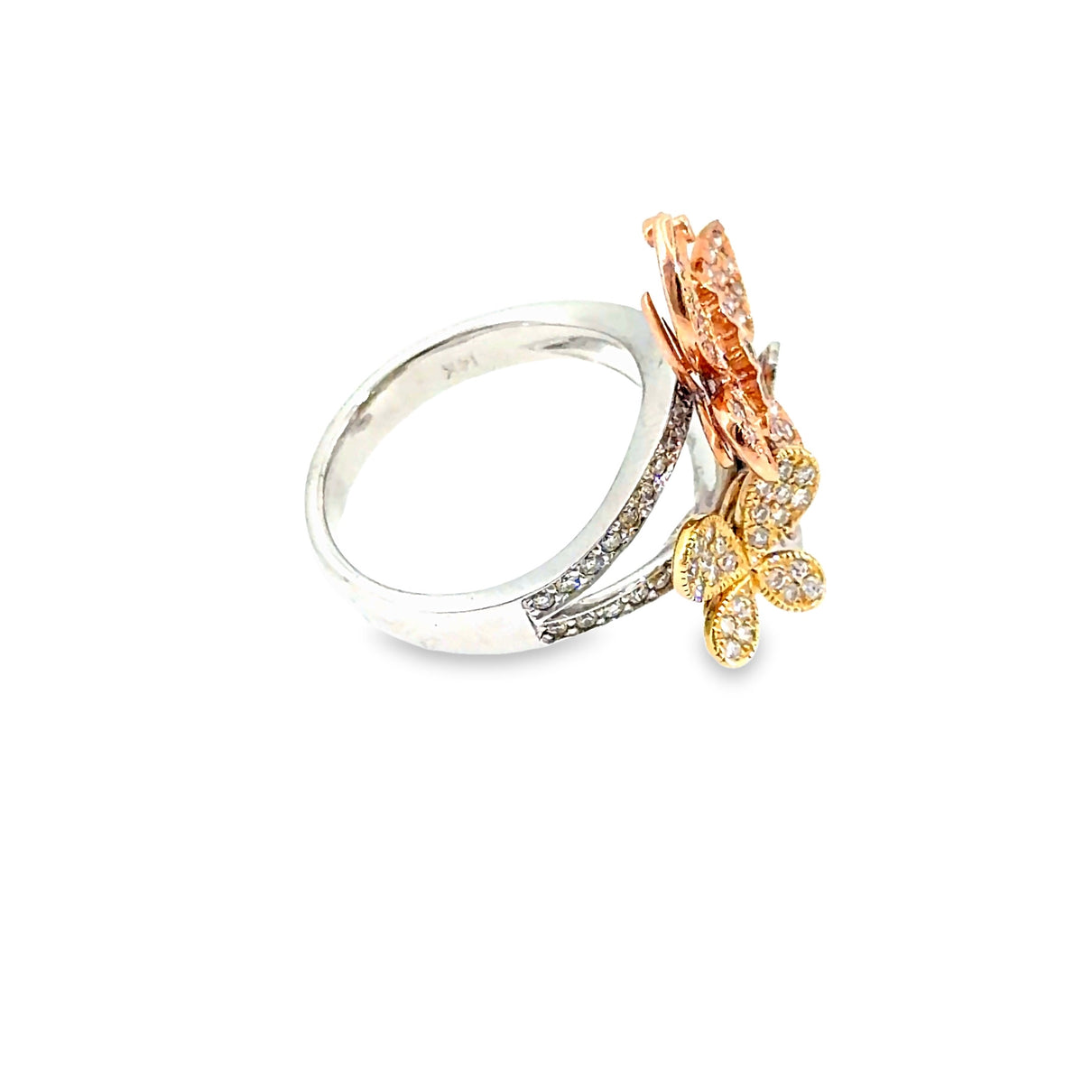 The Main Character Ring, 1.10ct Diamond Butterfly Cocktail Ring, 14K Two-Tone Gold by Benji Designs, view 2