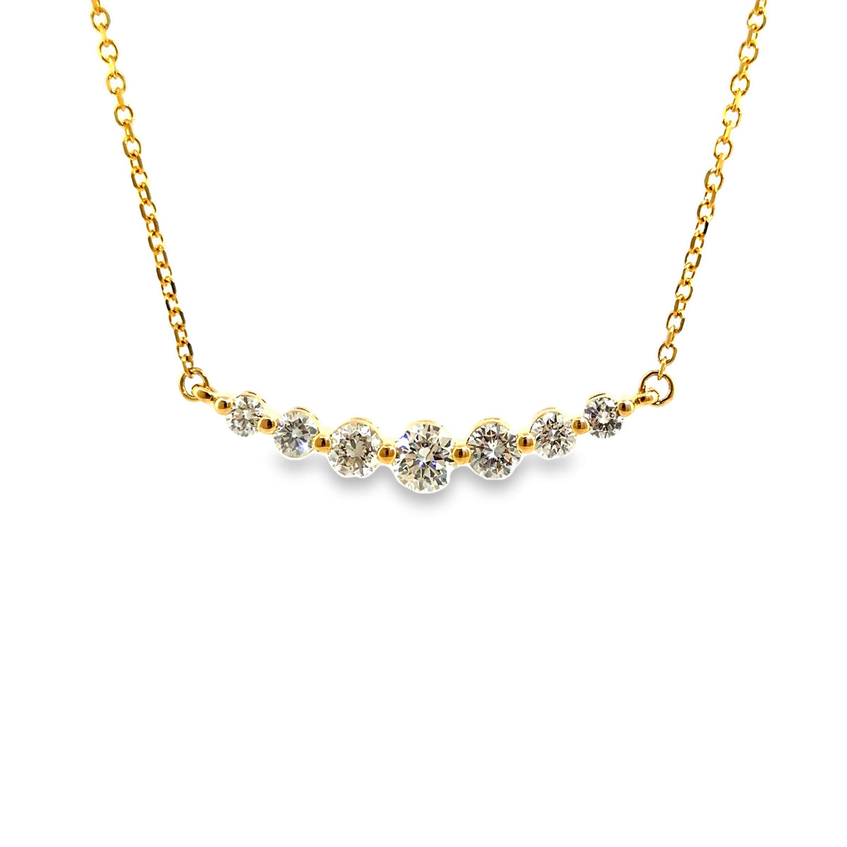 The Margot Necklace, 1.75ct Graduated Diamond Necklace, 14K Yellow Gold by Benji Designs, view 1