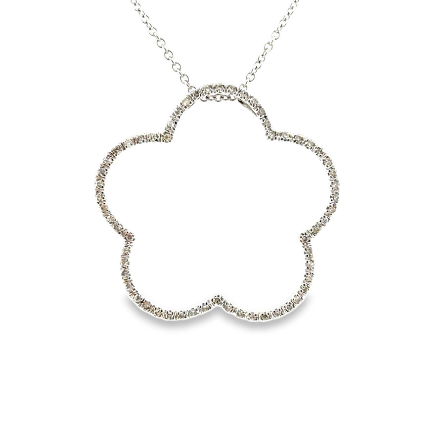 The Soft Launch Pendant, 0.60ct Diamond Open Flower Pendant, 14K White Gold by Benji Designs, view 1