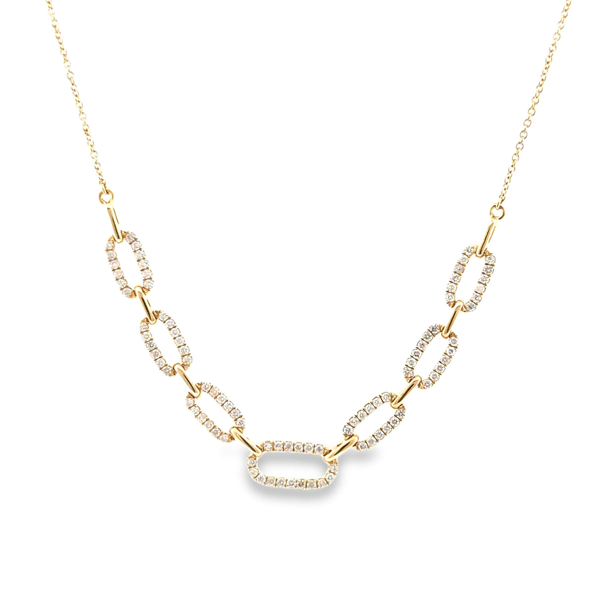 The Palm Beach Necklace, 0.50ct Diamond Paperclip Necklace, 14K Yellow Gold by Benji Designs, view 1