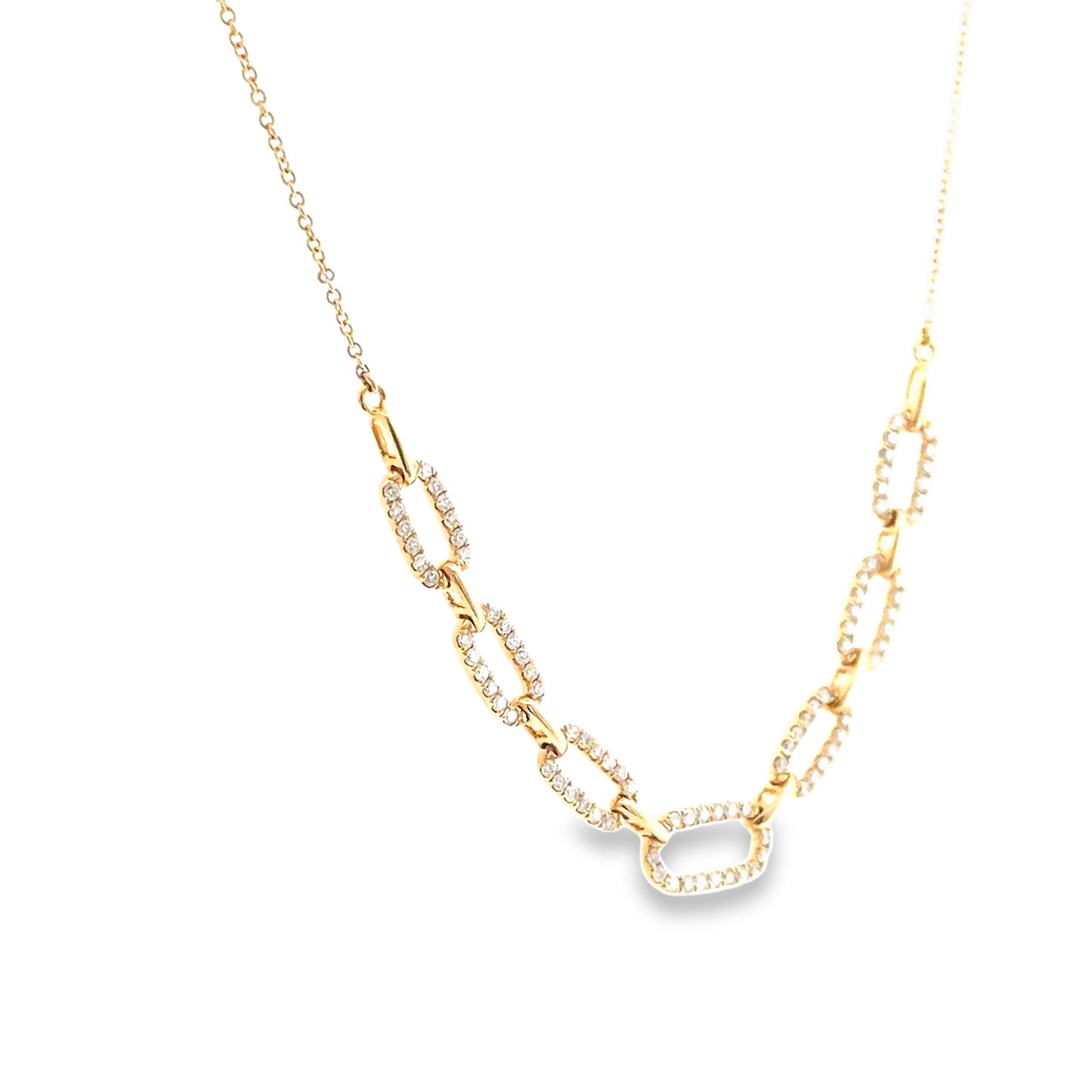The Palm Beach Necklace, 0.50ct Diamond Paperclip Necklace, 14K Yellow Gold by Benji Designs, view 2