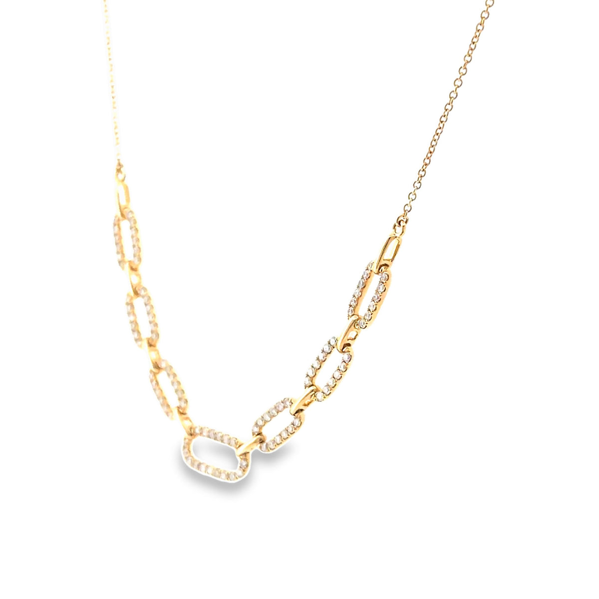 The Palm Beach Necklace, 0.50ct Diamond Paperclip Necklace, 14K Yellow Gold by Benji Designs, view 3