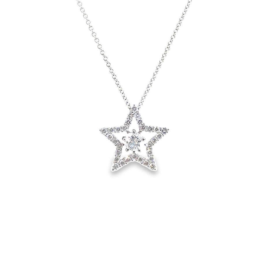 The Main Character Pendant, 1.00ct Diamond, 18K White Gold star pendant by Benji Designs, view 1