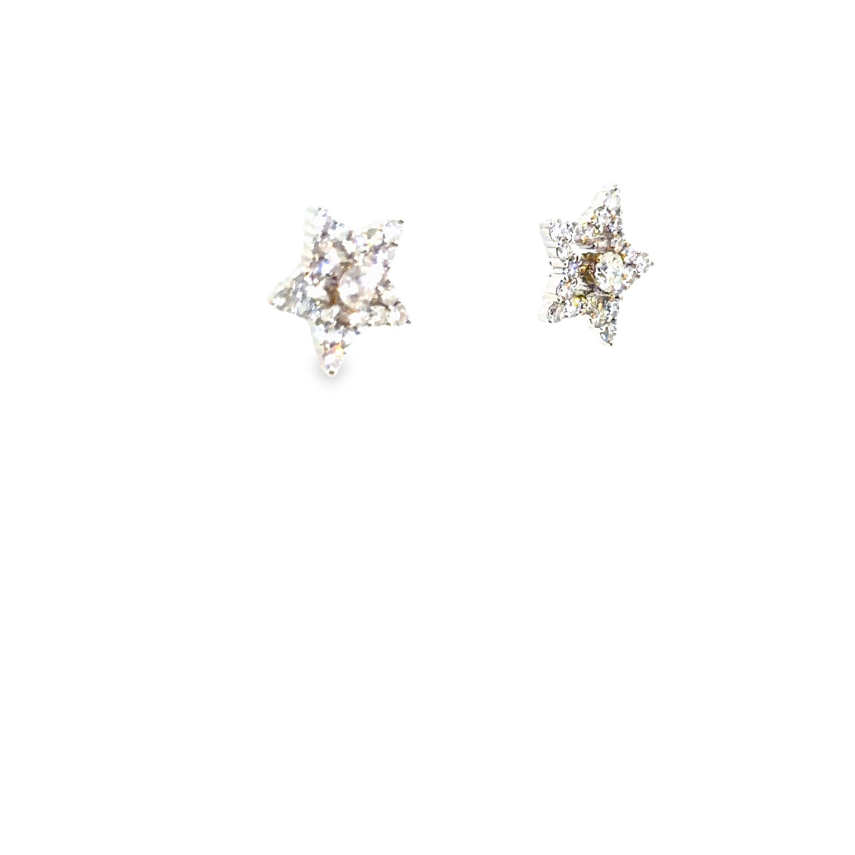 The Main Character Studs, 1.00ct Diamond, 18K White Gold star stud earrings by Benji Designs, view 2