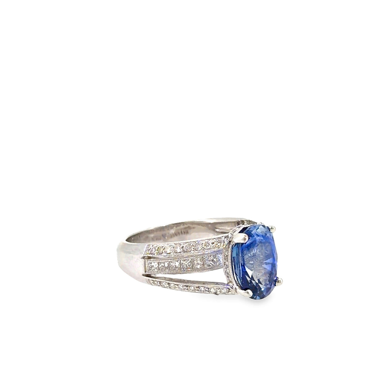 The Tanglewood Ring, 6.30 ct Sapphire & Diamond, 18K White Gold by Benji Designs, view 2