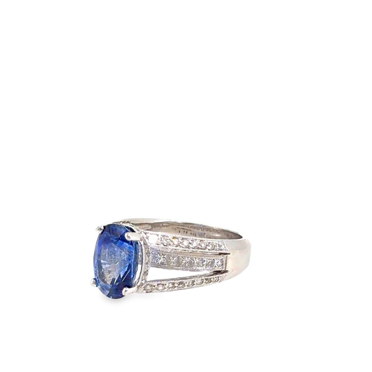 The Tanglewood Ring, 6.30 ct Sapphire & Diamond, 18K White Gold by Benji Designs, view 3