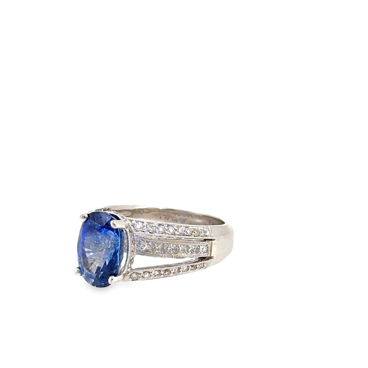 The Tanglewood Ring, 6.30 ct Sapphire & Diamond, 18K White Gold by Benji Designs, view 6