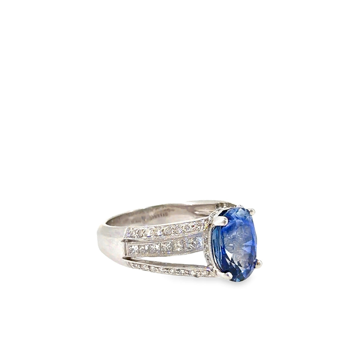 The Tanglewood Ring, 6.30 ct Sapphire & Diamond, 18K White Gold by Benji Designs, view 5