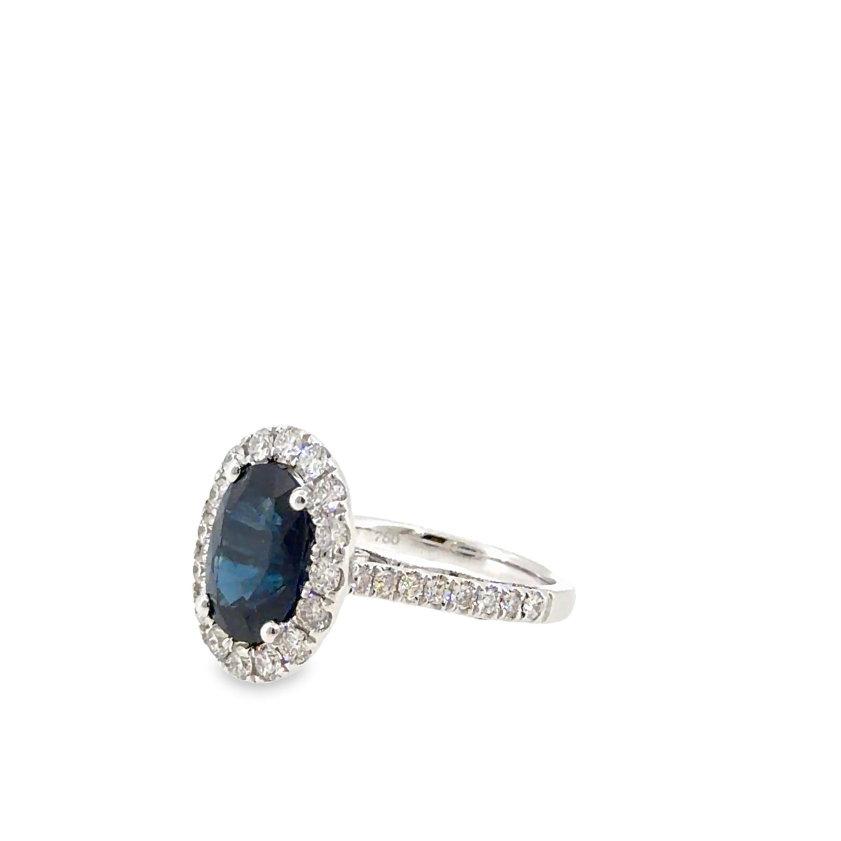 The Vivienne Ring, 5.99 ct Sapphire & Diamond, 18K White Gold by Benji Designs, view 3