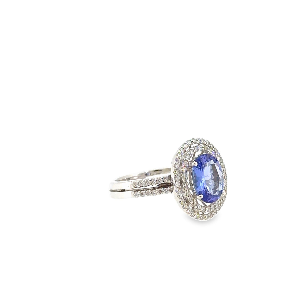 The Josephine Ring, 2.40 ct Tanzanite & Diamond, 14K White Gold by Benji Designs, view 2