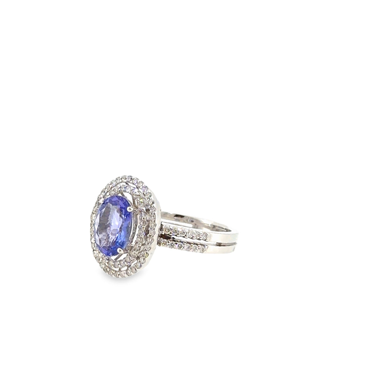 The Josephine Ring, 2.40 ct Tanzanite & Diamond, 14K White Gold by Benji Designs, view 3