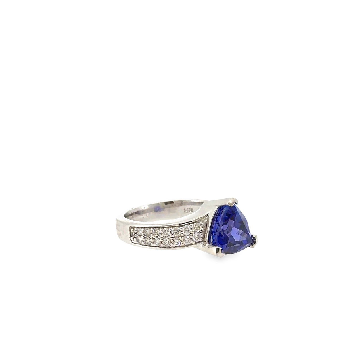 The Encore Ring, 3.80 ct Tanzanite & Diamond, 14K White Gold by Benji Designs, view 2
