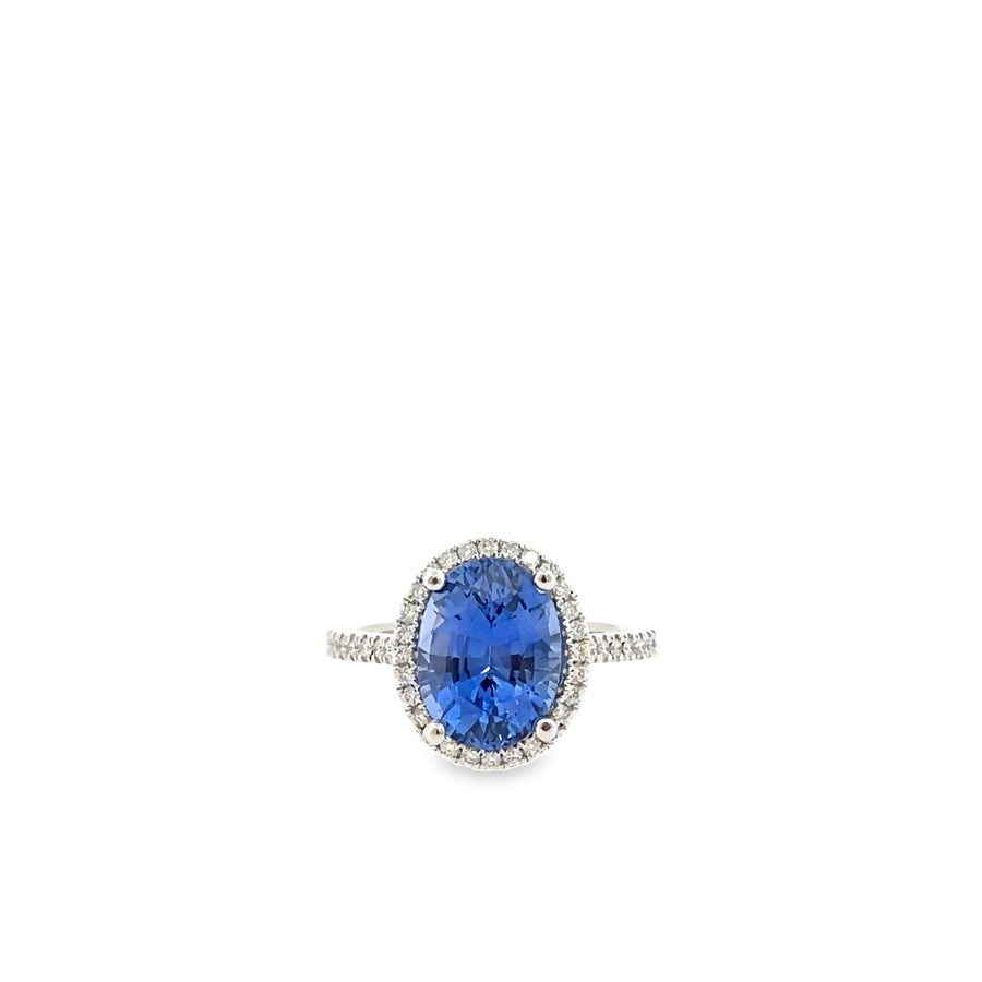 The Daphne Ring, 5.45 ct Sapphire & Diamond, 18K White Gold by Benji Designs, view 1