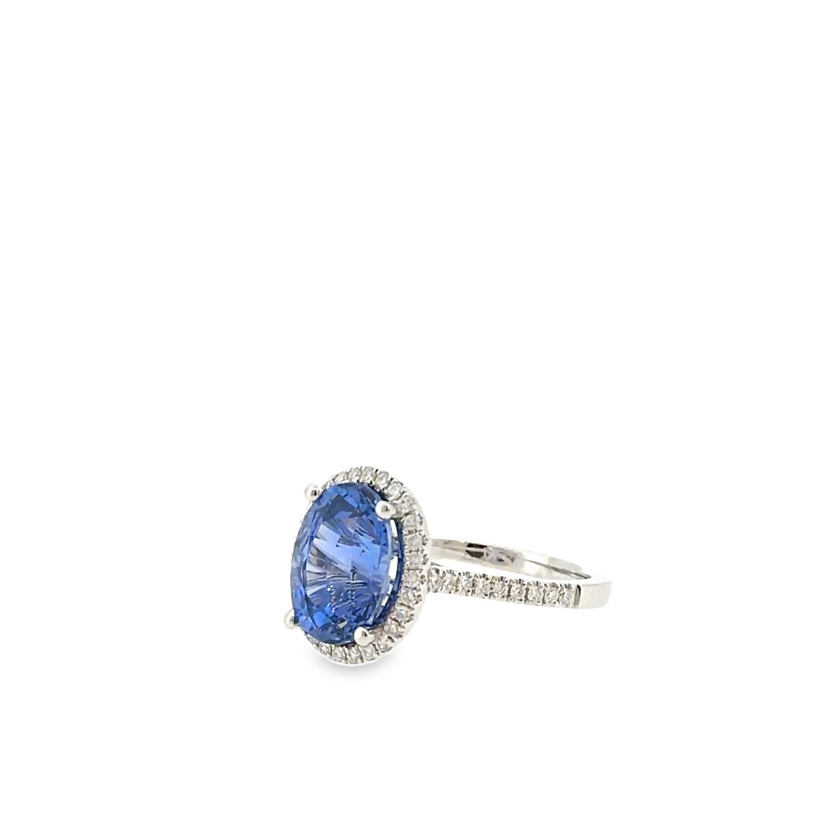 The Daphne Ring, 5.45 ct Sapphire & Diamond, 18K White Gold by Benji Designs, view 3