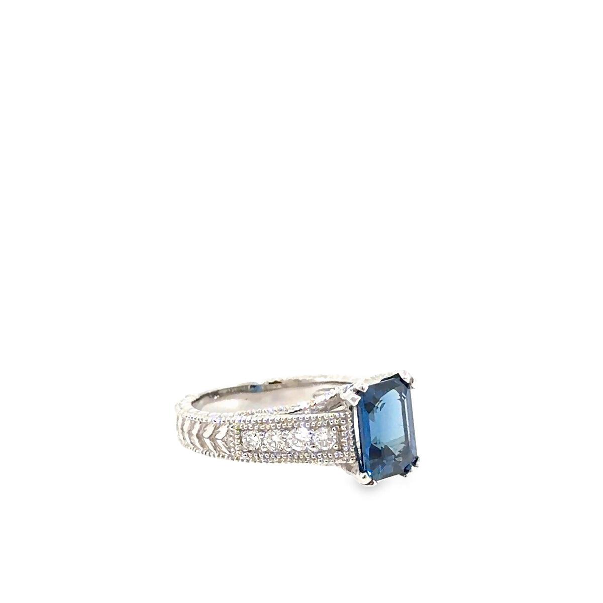 The Carlyle Ring, 3.35 ct Sapphire & Diamond, Platinum by Benji Designs, view 2
