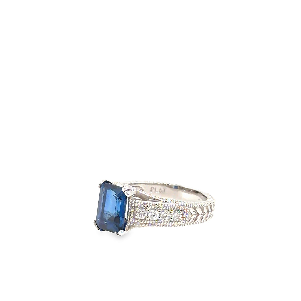 The Carlyle Ring, 3.35 ct Sapphire & Diamond, Platinum by Benji Designs, view 3