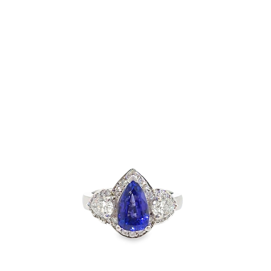 The Juliette Ring, 3.52 ct Tanzanite & Diamond, 18K White Gold by Benji Designs, view 1