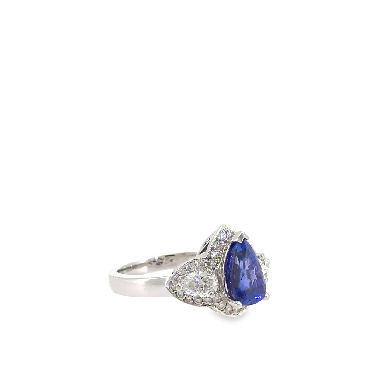 The Juliette Ring, 3.52 ct Tanzanite & Diamond, 18K White Gold by Benji Designs, view 2