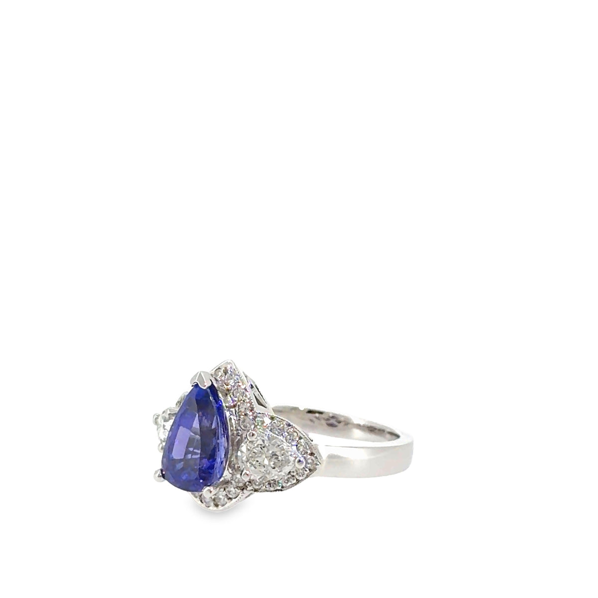 The Juliette Ring, 3.52 ct Tanzanite & Diamond, 18K White Gold by Benji Designs, view 3