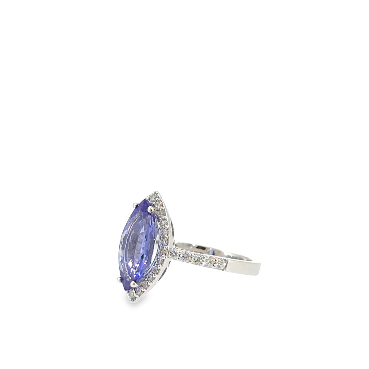 The Odette Ring, 3.00 ct Tanzanite & Diamond, 18K White Gold by Benji Designs, view 3