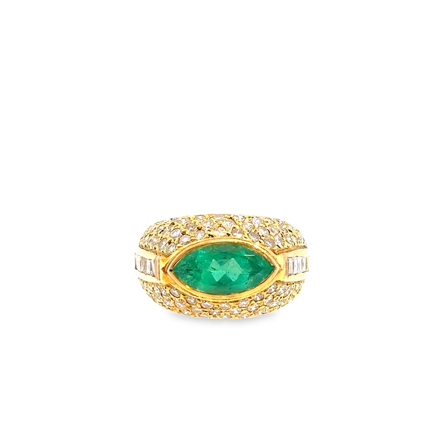 The Mint Julep Ring, 5.67 ct Emerald & Diamond, 18K Yellow Gold by Benji Designs, view 1