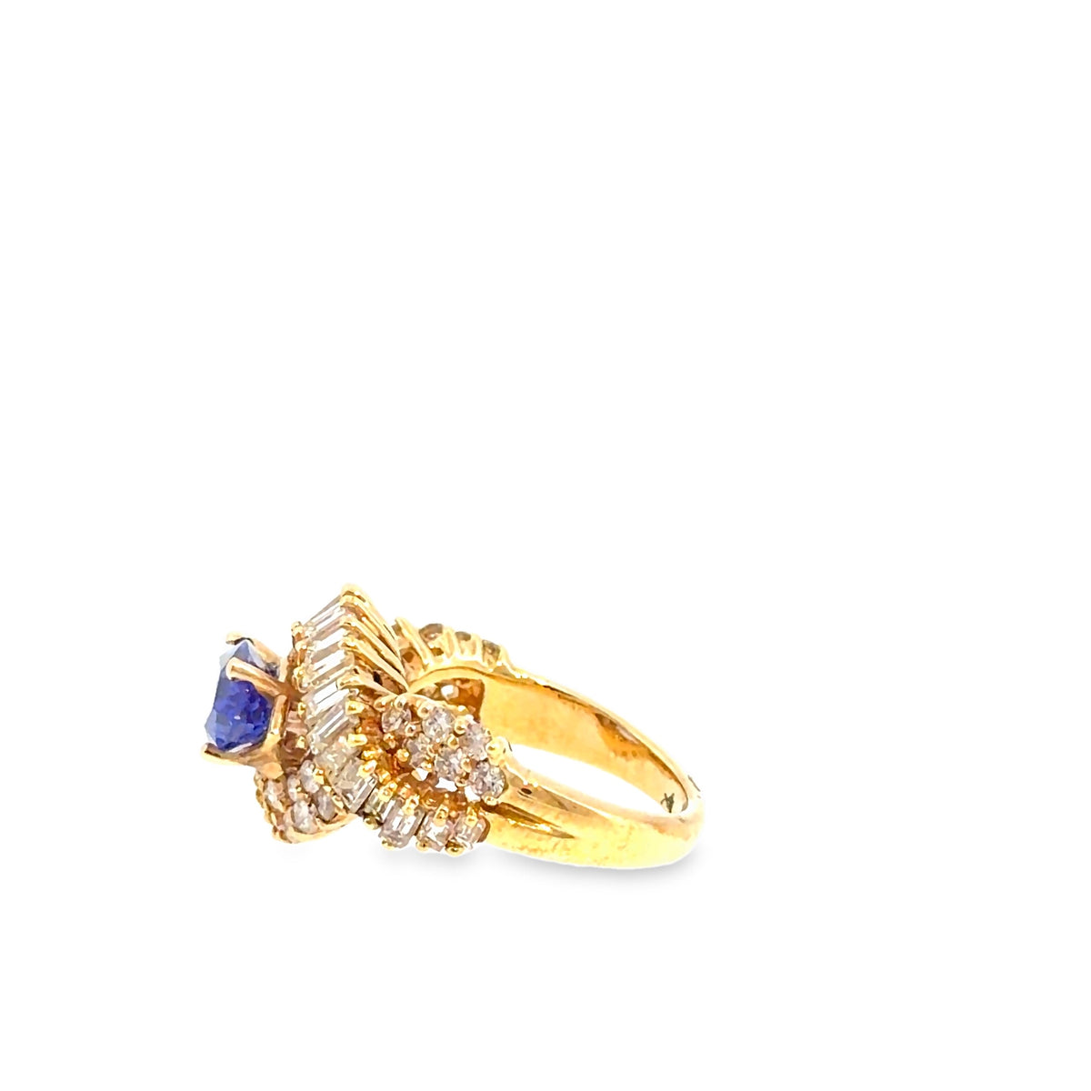 The Seraphina Ring, 4.17 ct Tanzanite & Diamond, 18K Yellow Gold by Benji Designs, view 3