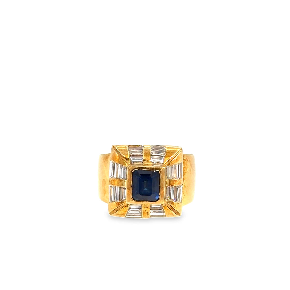 The Hard Launch Ring, 2.80 ct Sapphire & Diamond, 18K Yellow Gold by Benji Designs, view 1