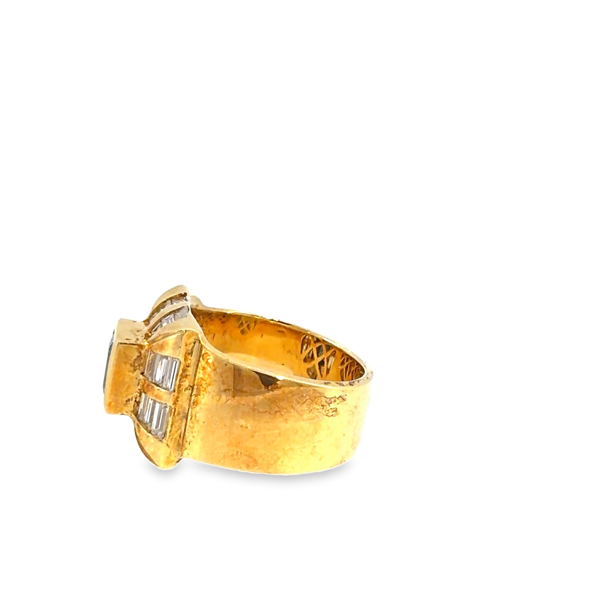 The Hard Launch Ring, 2.80 ct Sapphire & Diamond, 18K Yellow Gold by Benji Designs, view 3