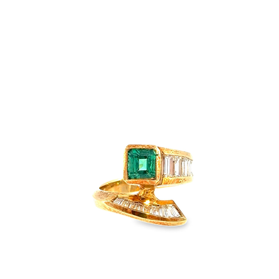 The Grasshopper Ring, 3.08 ct Emerald & Diamond, 18K Yellow Gold by Benji Designs, view 1