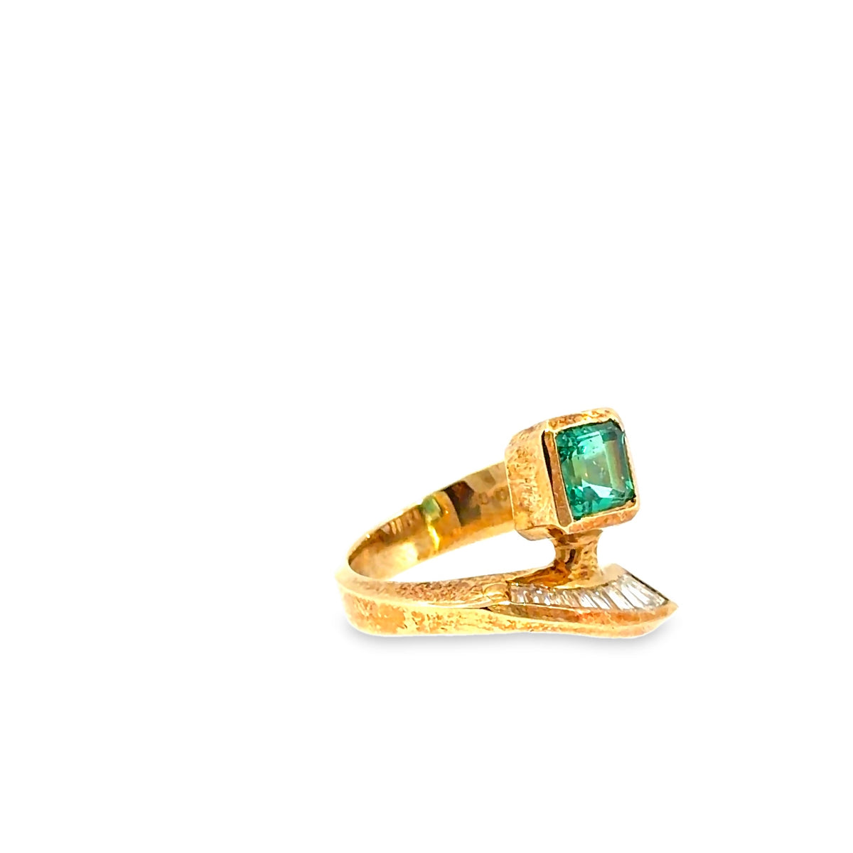 The Grasshopper Ring, 3.08 ct Emerald & Diamond, 18K Yellow Gold by Benji Designs, view 2