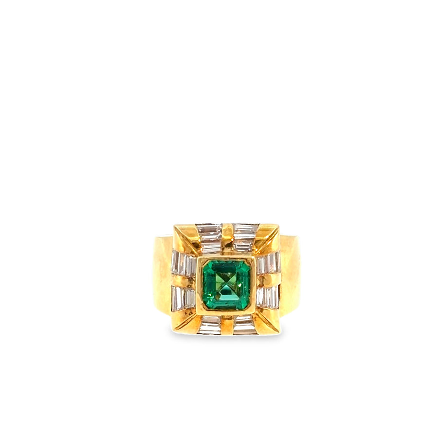 The Knightsbridge Ring, 1.40 ct Emerald & Diamond, 14K Yellow Gold by Benji Designs, view 1