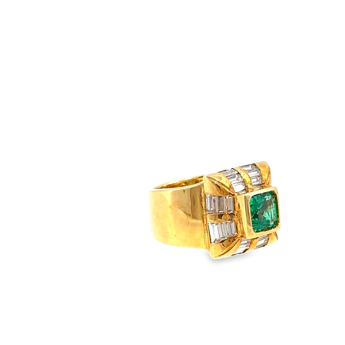 The Knightsbridge Ring, 1.40 ct Emerald & Diamond, 14K Yellow Gold by Benji Designs, view 2