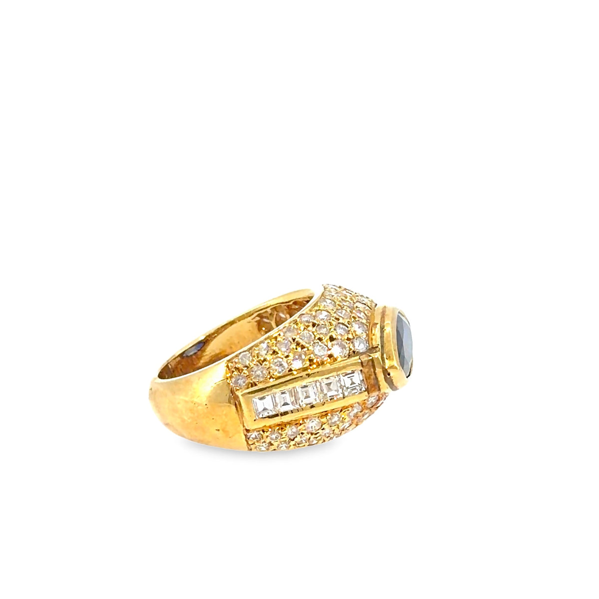 The Afterparty Ring, 5.67 ct Sapphire & Diamond, 18K Yellow Gold by Benji Designs, view 2