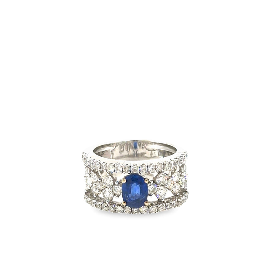 The Adelaide Ring, 2.50 ct Sapphire & Diamond, 18K White Gold by Benji Designs, view 1