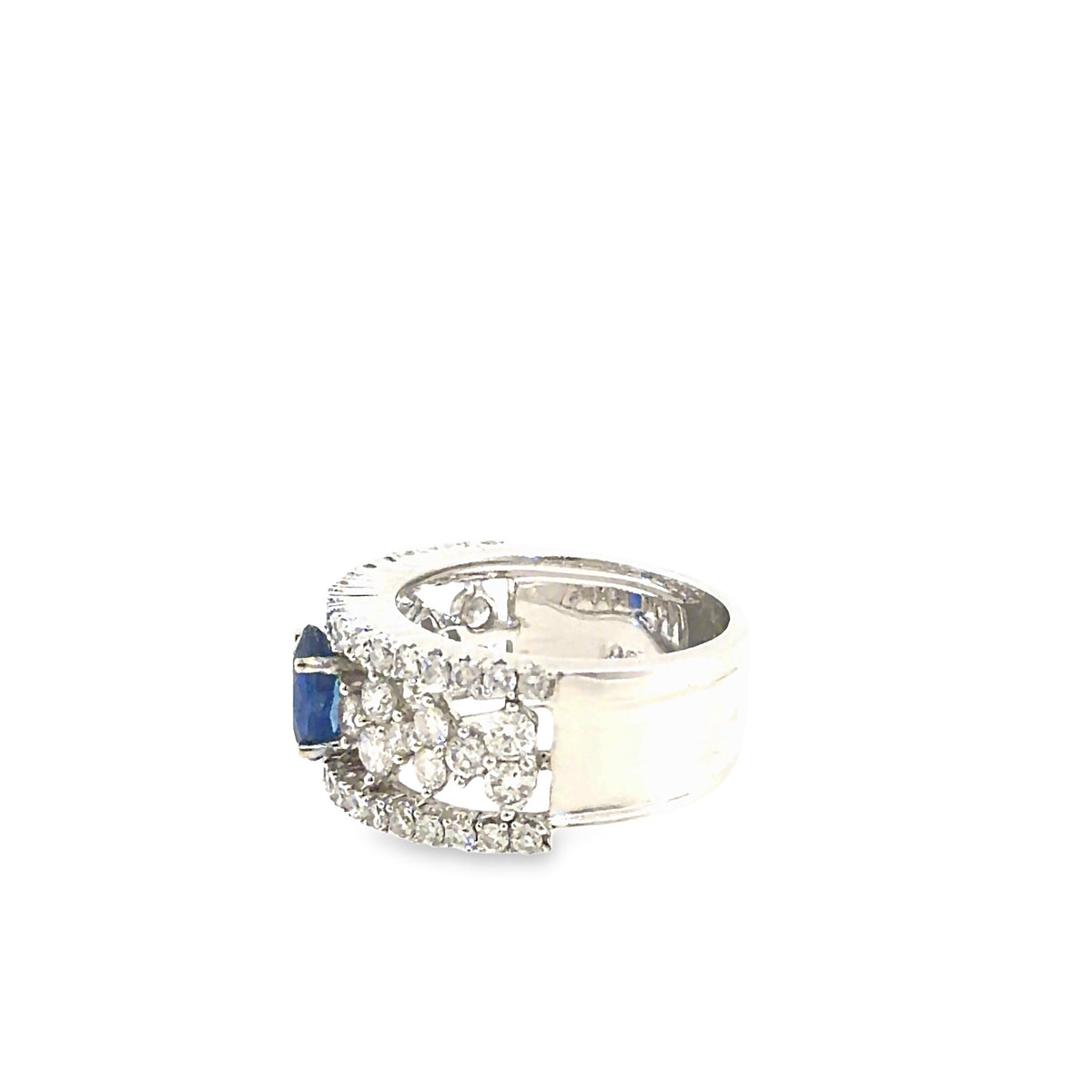 The Adelaide Ring, 2.50 ct Sapphire & Diamond, 18K White Gold by Benji Designs, view 3