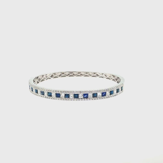 360 video of The Sapphire Regent Bangle, 5.50ct Sapphire & Diamond, 14K White Gold by Benji Designs