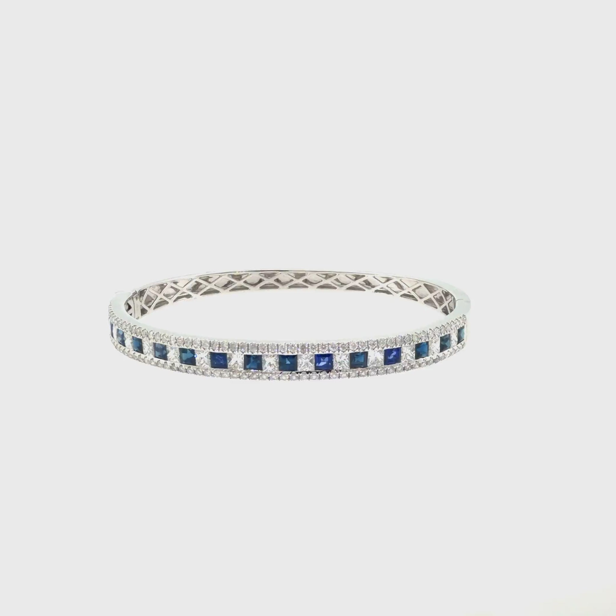 360 video of The Sapphire Regent Bangle, 5.50ct Sapphire & Diamond, 14K White Gold by Benji Designs