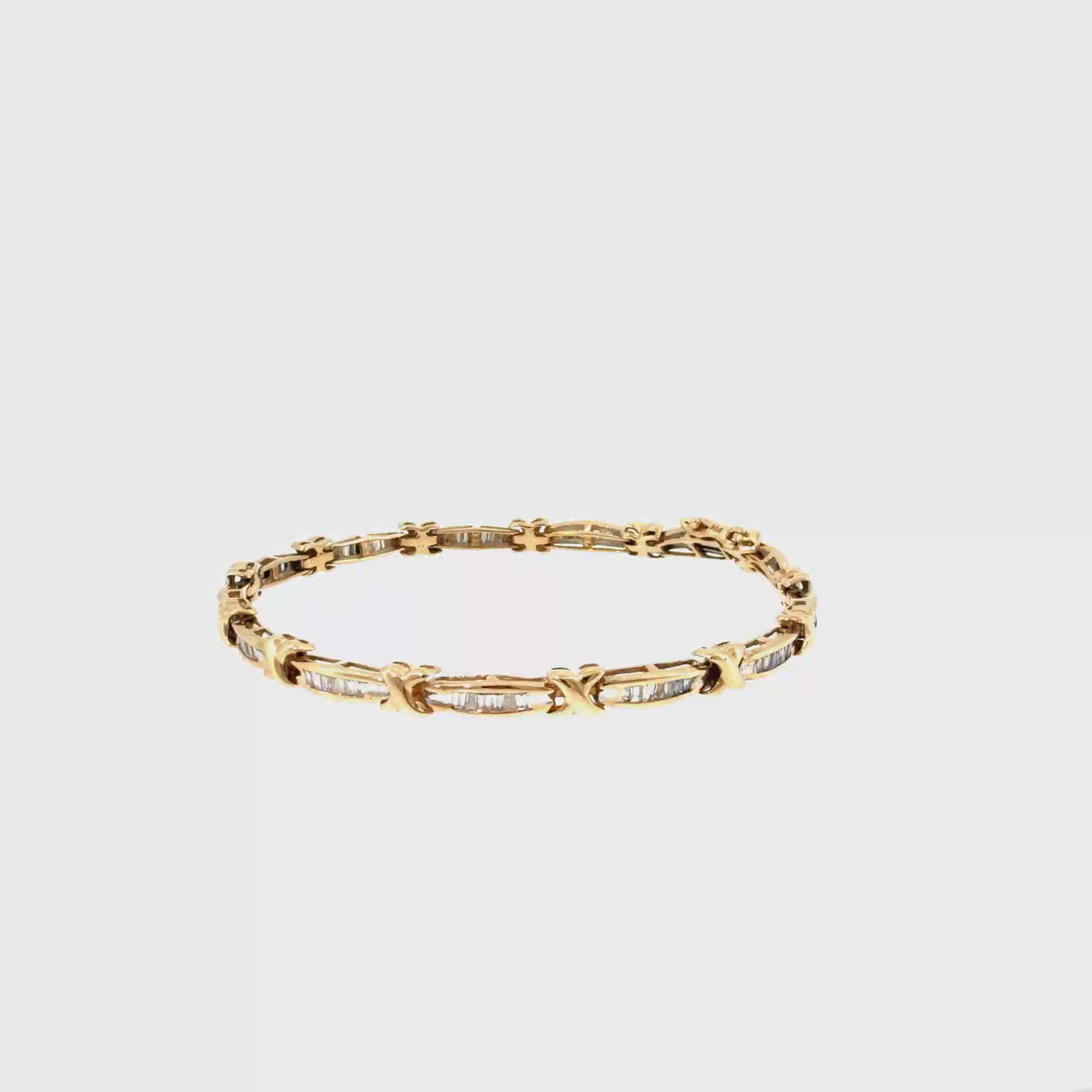 360 video of The Baguette Kiss Bracelet, 1.01ct Diamond, 14K Two-Tone Gold (Yellow & White) by Benji Designs