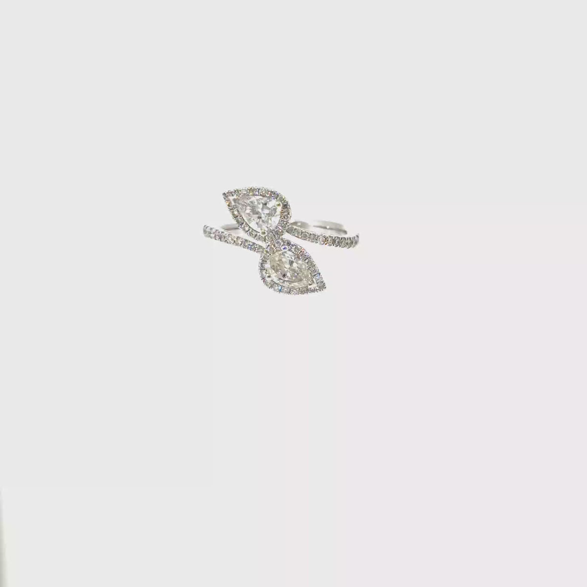 360 video of The Twin Tears Ring, 1.20ct Pear Diamond, 18K White Gold by Benji Designs
