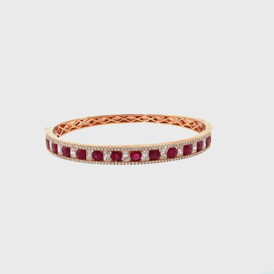 360 video of The Crimson Crown Bangle, 7.00ct Ruby & Diamond, Gold by Benji Designs