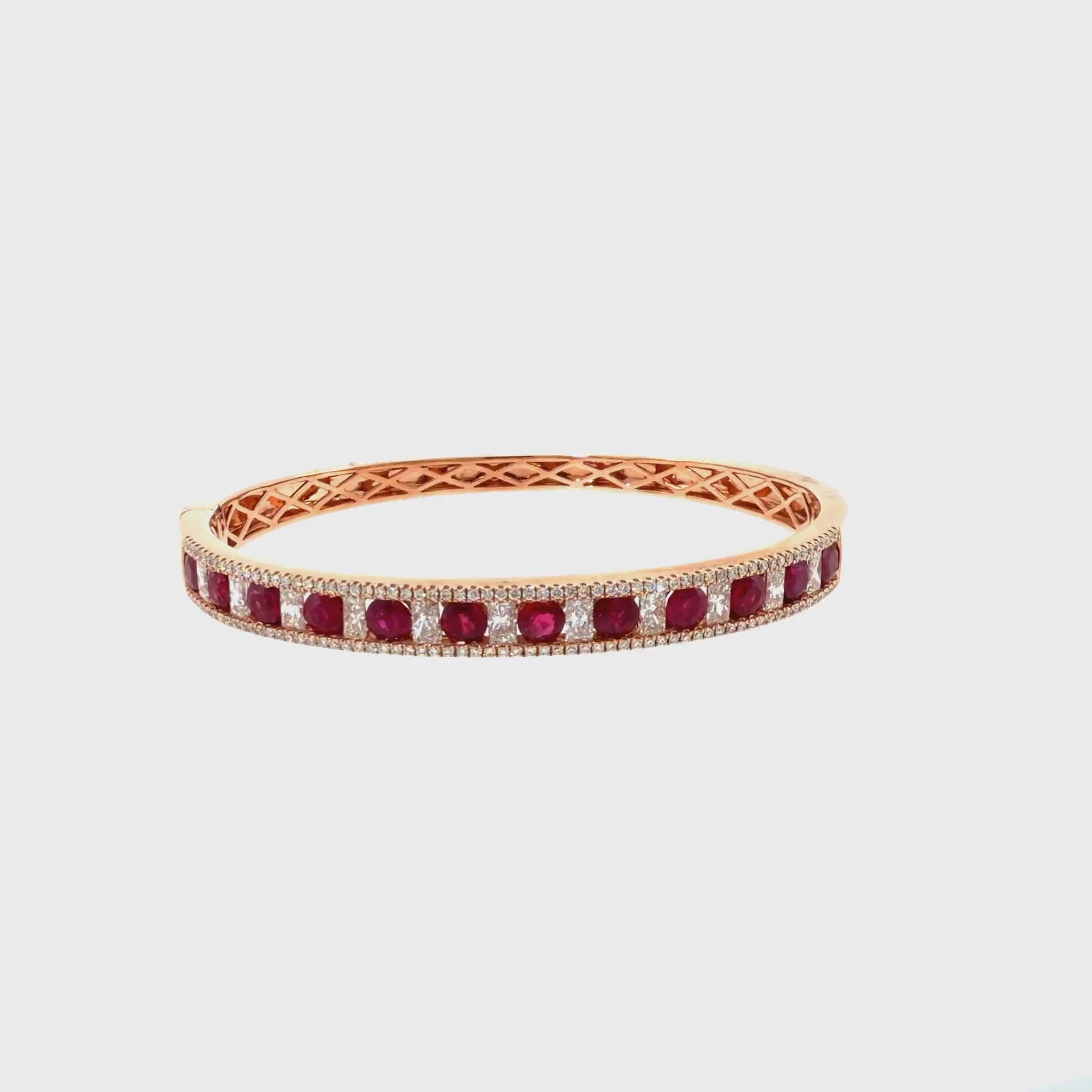 360 video of The Crimson Crown Bangle, 7.00ct Ruby & Diamond, Gold by Benji Designs