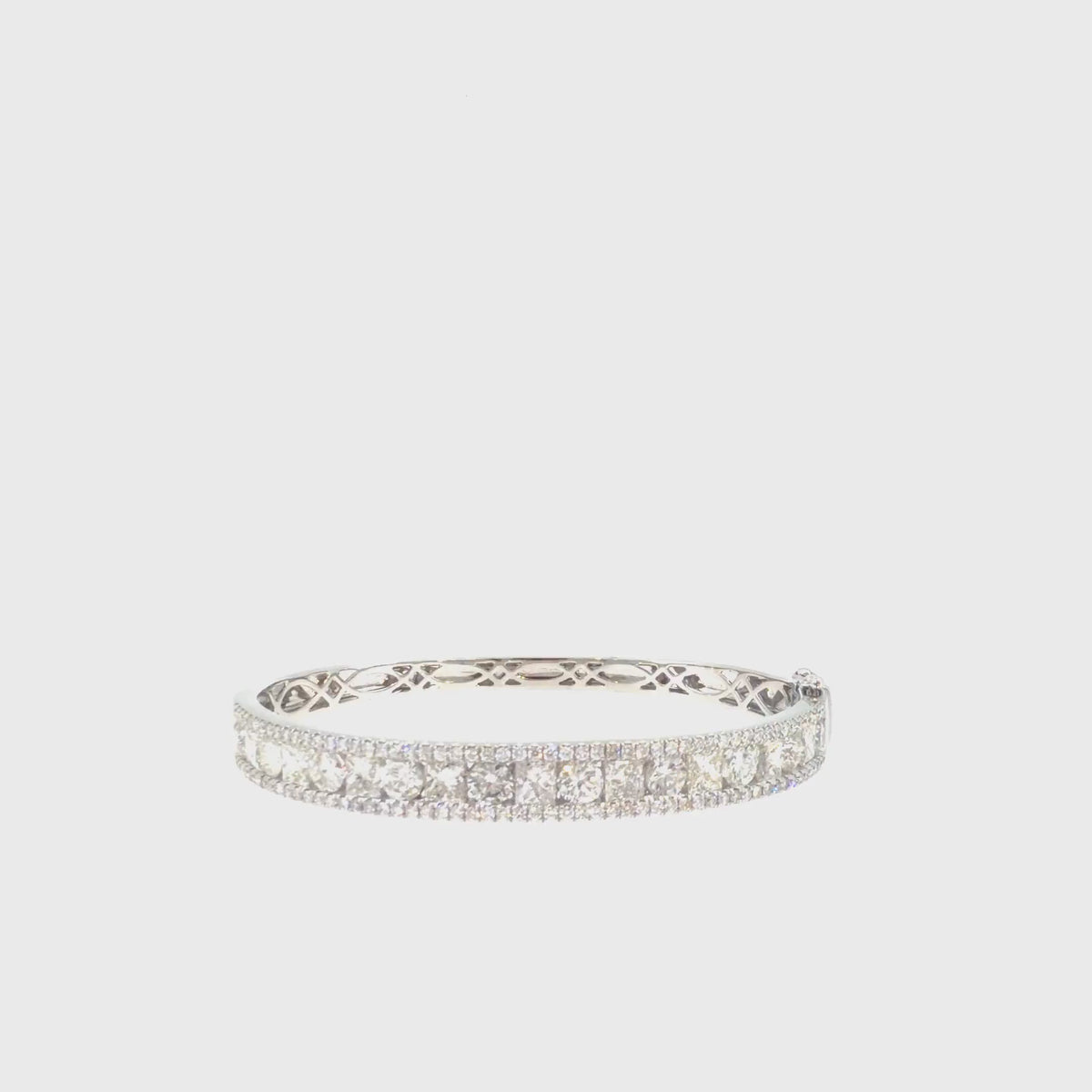 360 video of The Princess Regalia Bangle, 7.25ct Princess-Cut Diamond, 14K White Gold by Benji Designs