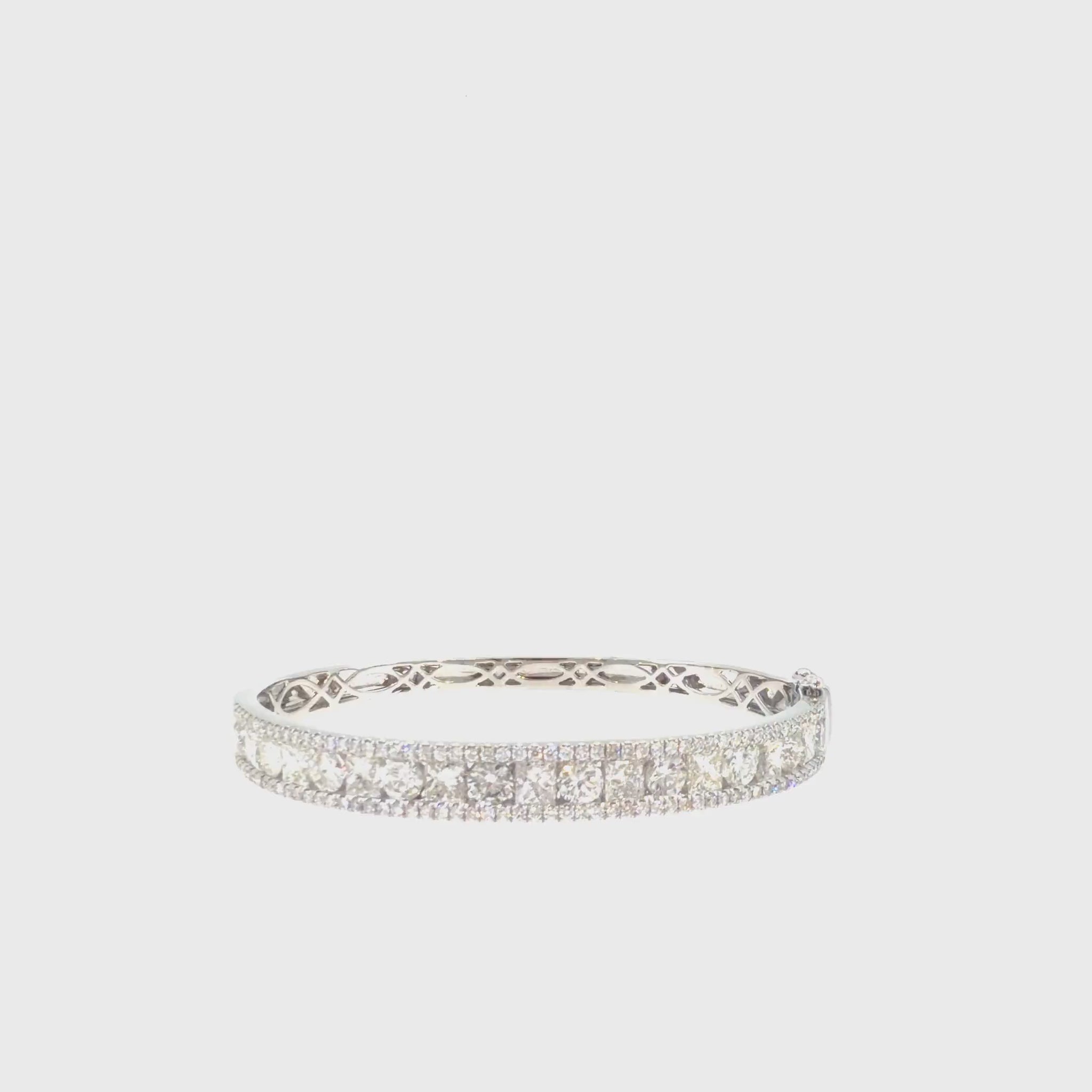 360 video of The Princess Regalia Bangle, 7.25ct Princess-Cut Diamond, 14K White Gold by Benji Designs