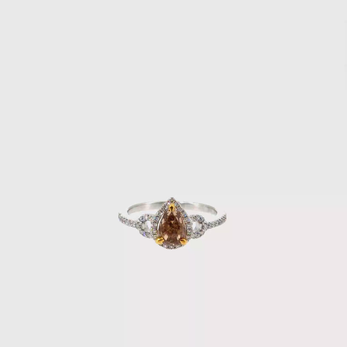 360 video of The Mocha Teardrop Ring, 1.27ct Brown Diamond, 18K White Gold by Benji Designs