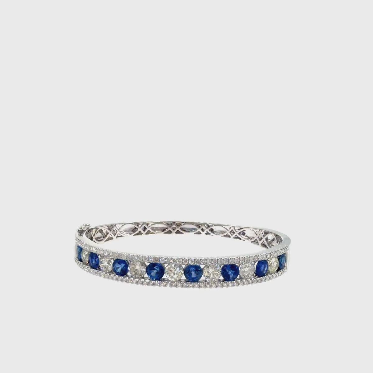 360 video of The Blue Horizon Bangle, 8.00ct Sapphire & Diamond, 14K White Gold by Benji Designs