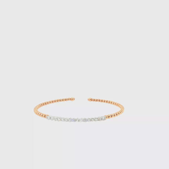 360 video of The Rose Bead Bangle, 0.33ct Diamond, 14K Rose Gold by Benji Designs