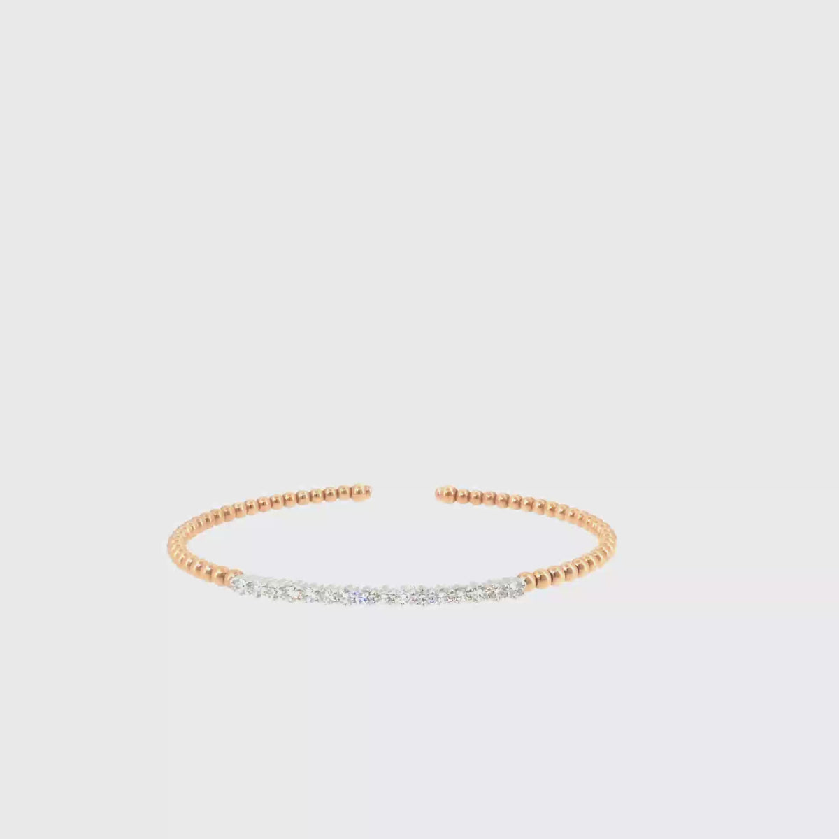 360 video of The Rose Bead Bangle, 0.33ct Diamond, 14K Rose Gold by Benji Designs