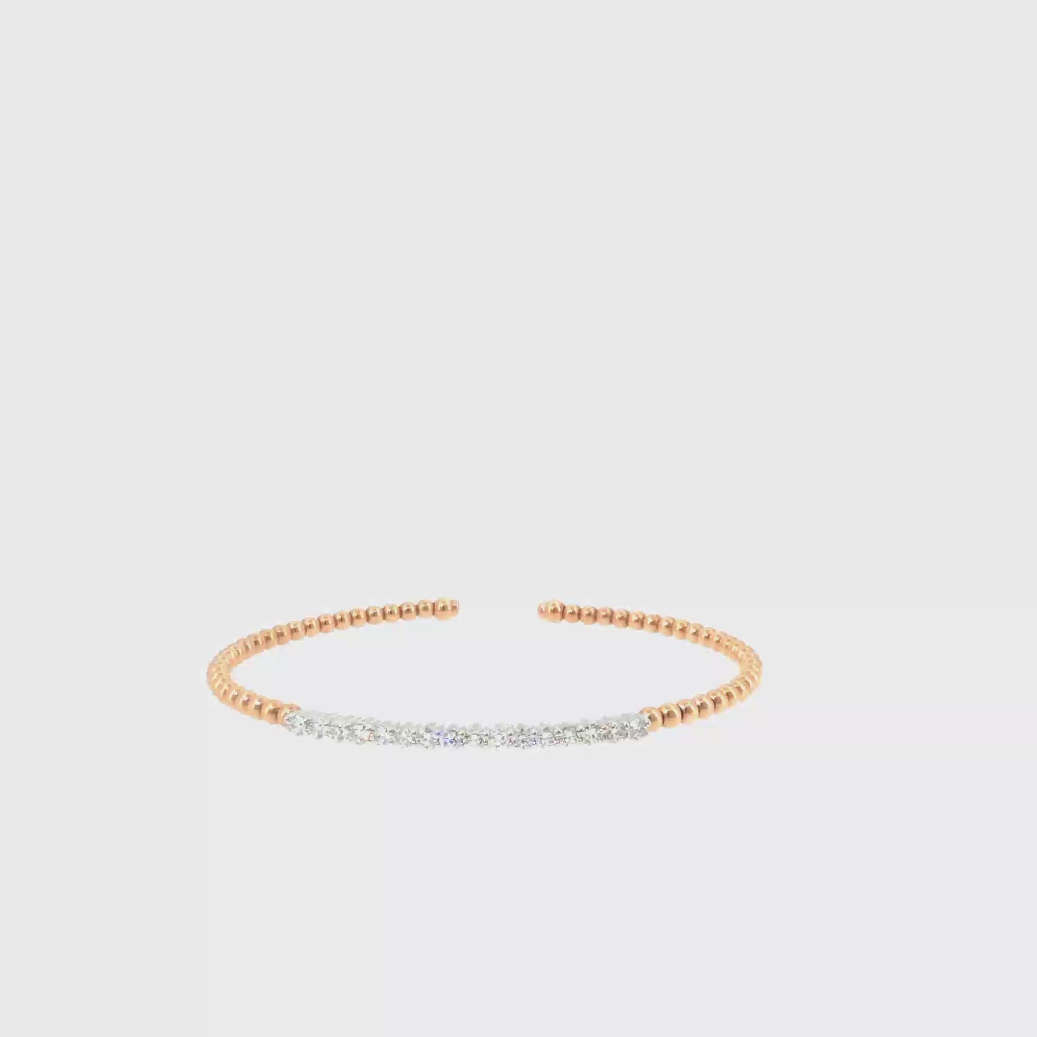 360 video of The Rose Bead Bangle, 0.33ct Diamond, 14K Rose Gold by Benji Designs
