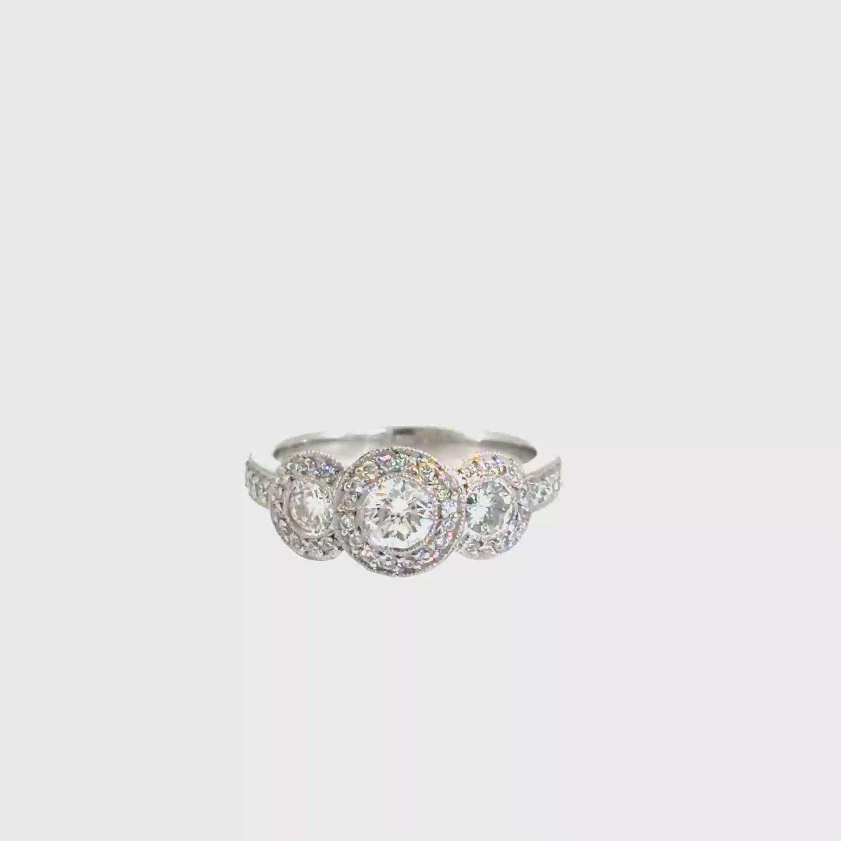 360 video of The Three Halos Ring, 1.25ct Diamond, Platinum by Benji Designs