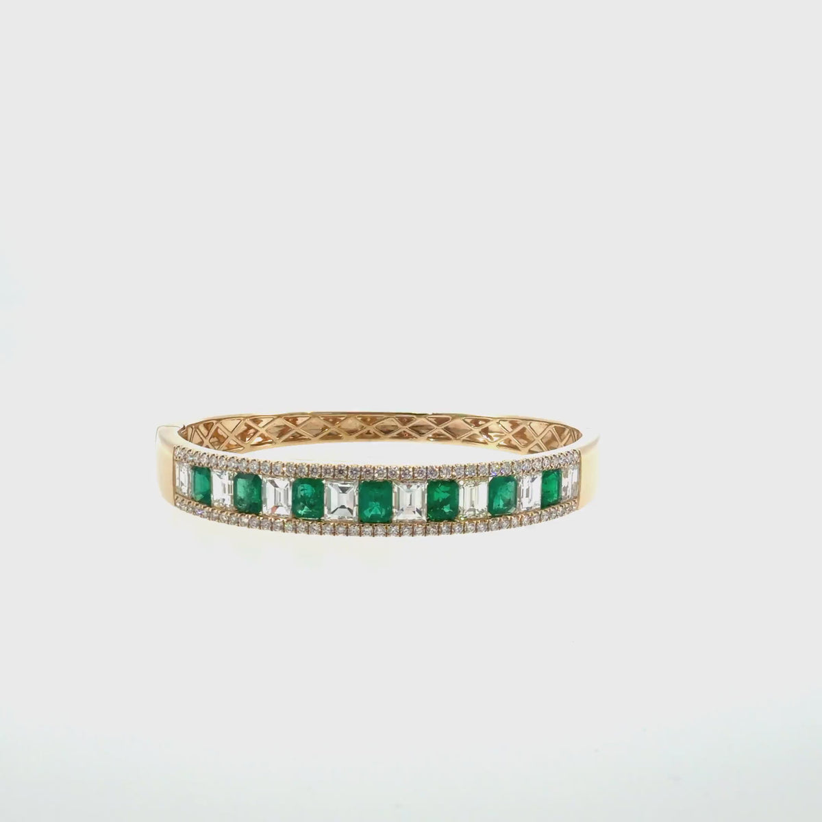 360 video of The Emerald Empress Bangle, 3.50ct Emerald & 5.50ct Diamond, 14K Yellow Gold by Benji Designs